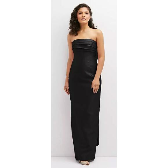 Alfred Sung NWT Black Strapless Draped Bodice Column Dress Oversized Bow 2 - Picture 1 of 9
